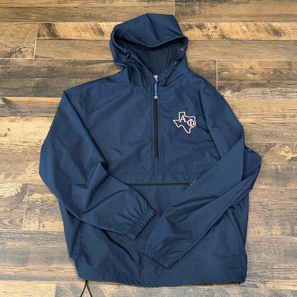 Alpha Phi Navy Blue Hooded Windbreaker